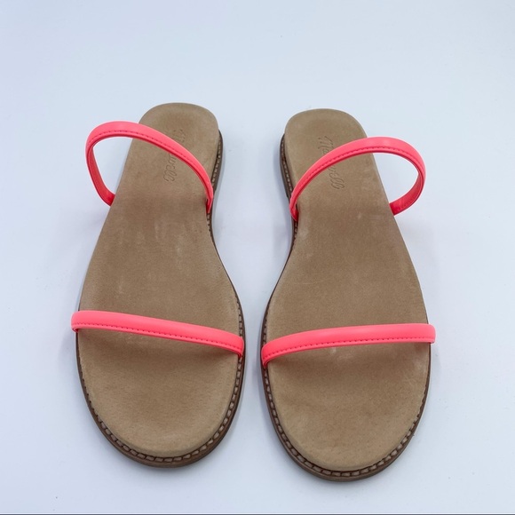 Madewell Bare Slide Sandals Electric Pink Leather Sz 10 - Picture 2 of 9